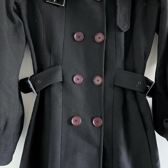 LeFull Black Wool / Cashmere Coat with Ruffle Collar Size 6 - Picture 7 of 12